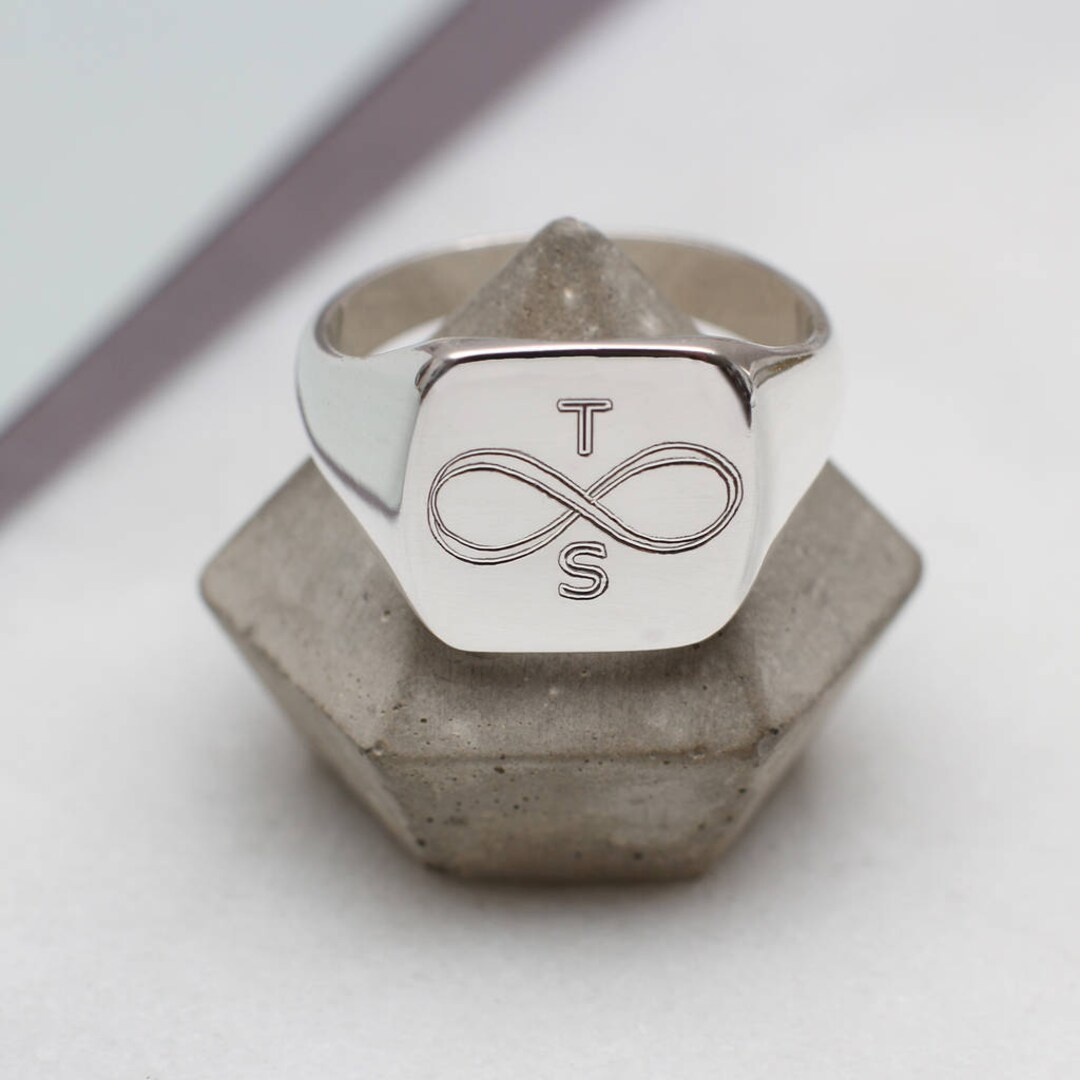 Infinity Signet Ring Personalised Silver Infinity Signet Ring • Husband Gifts • Engraved ...