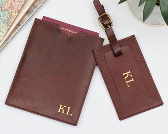 Leather Luggage Tag & Passport Holder • Travel Accessories •