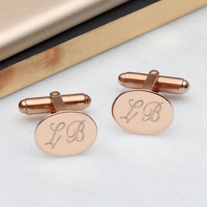 Personalised 18ct Rose Gold Vermeil Oval Cufflinks image 1