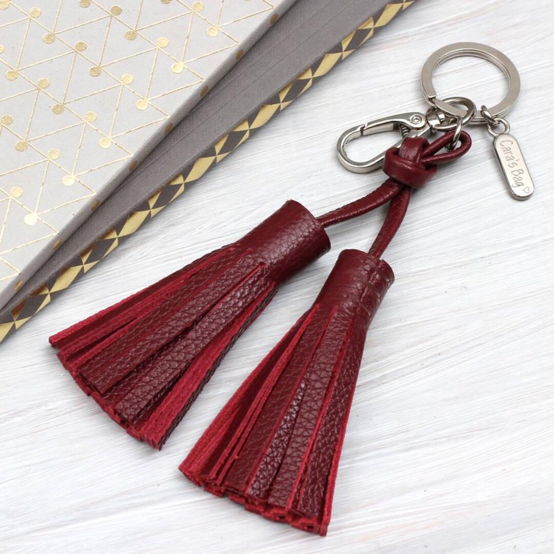 Buy Personalised Leather Tassel Keyring Online in India - Main Image