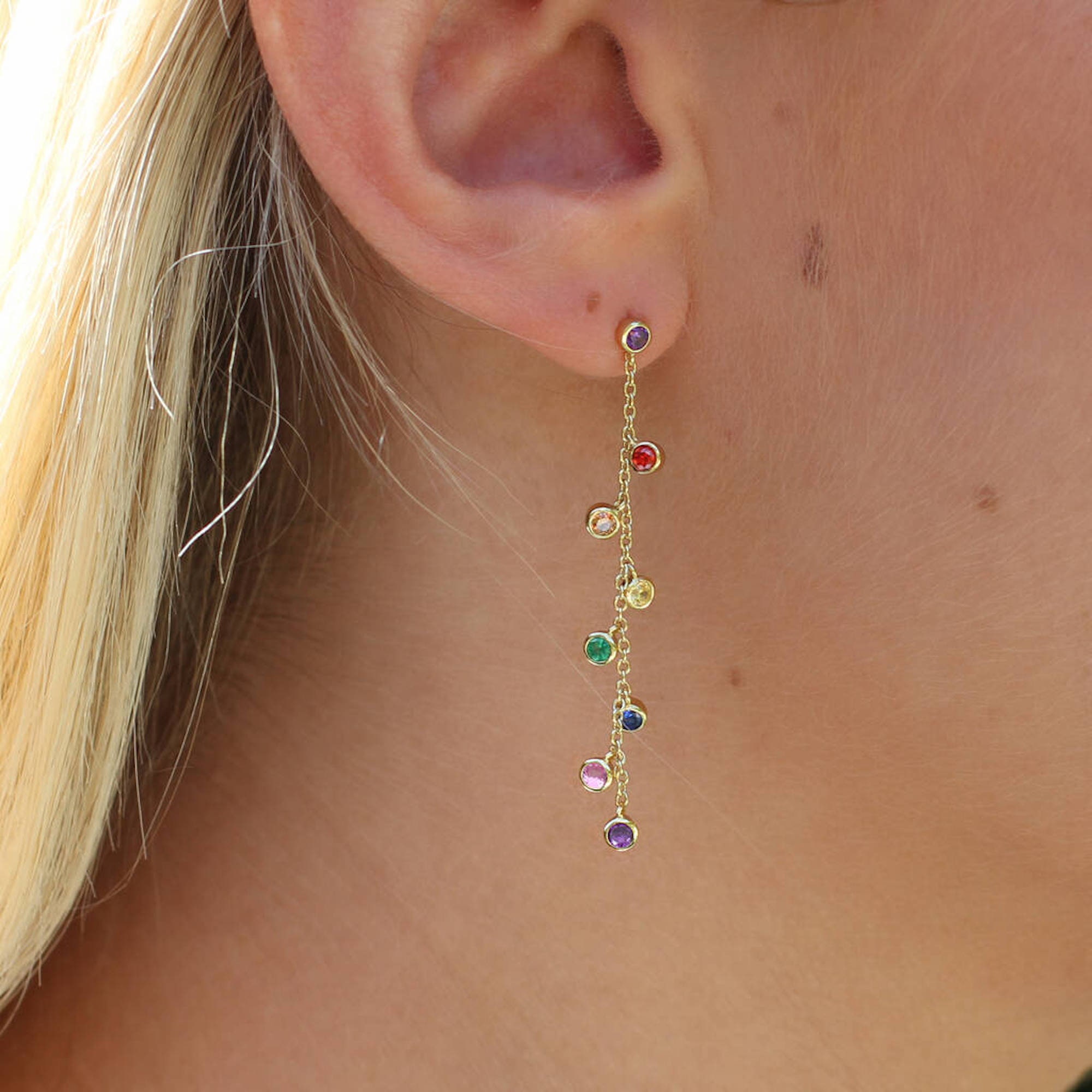 Buy Gold Rainbow Gemstone Crystal Earrings Online in India  Etsy