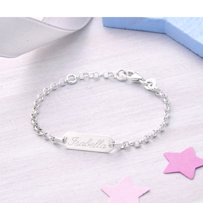 Personalised Silver Baby Christening ID Bracelet Baptism Etsy UK