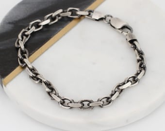 Men's Sterling Silver Anchor Chain Bracelet