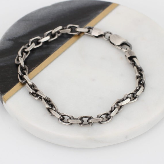 Men's Sterling Silver Anchor Chain Bracelet - Etsy