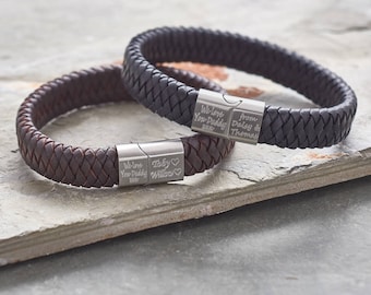 Men's Personalised Leather Infinity Message Bracelet | Etsy