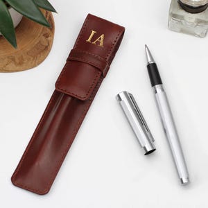 Personalised Leather Pen Holder and Pen • Men's Accessories
