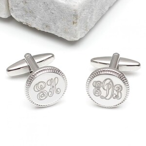 Personalised Grain Edge Monogram Cufflinks image 2