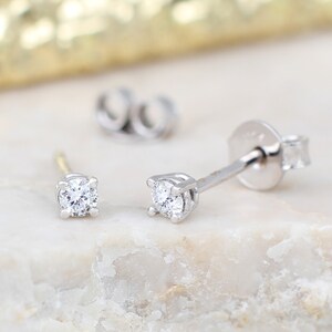 9Ct White Gold And .10 Ct Diamond Solitaire Earrings