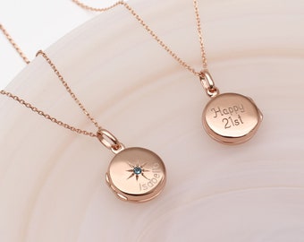 Personalised 18ct Rose Gold Plated Birthstone Photo Locket