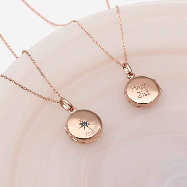 Personalised 18ct Rose Gold Plated Birthstone Photo Locket