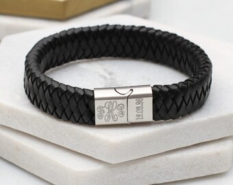 Personalised Antiqued Leather Monogram Bracelet
