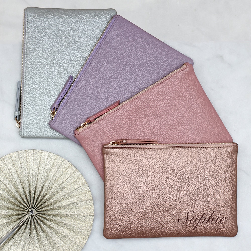 Personalised leather clutch Clearance