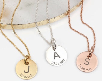 Personalised Initial & Message Disc Necklace
