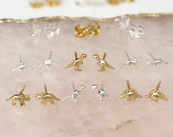 18ct Gold Plated Or Silver Dinosaur Stud Earrings