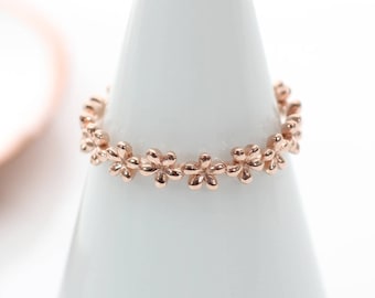 18 Karat Rosegold plattiert Band der Blumen Ring