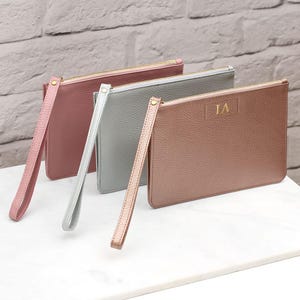 Recycled Personalised Luxury Leather Wrist Strap Clutch Bag