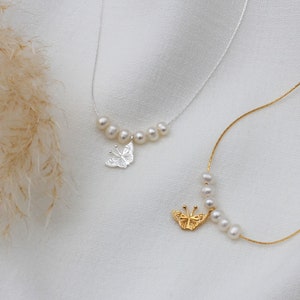 Silver Or Gold Plated Pearl And Butterfly Necklace • Personalised Butterfly Charm Necklace • Gift For Daughter