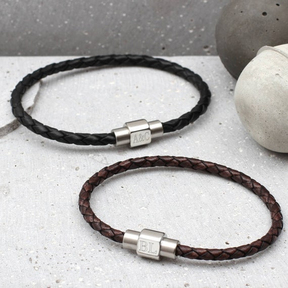 Men's Personalised Slim Leather 