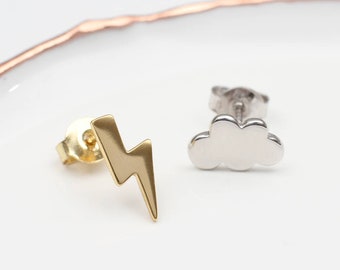 Silver & Gold Plated Mismatched Weather Stud Earrings