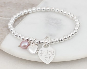 Girl's Silver Ball Charm Bracelet