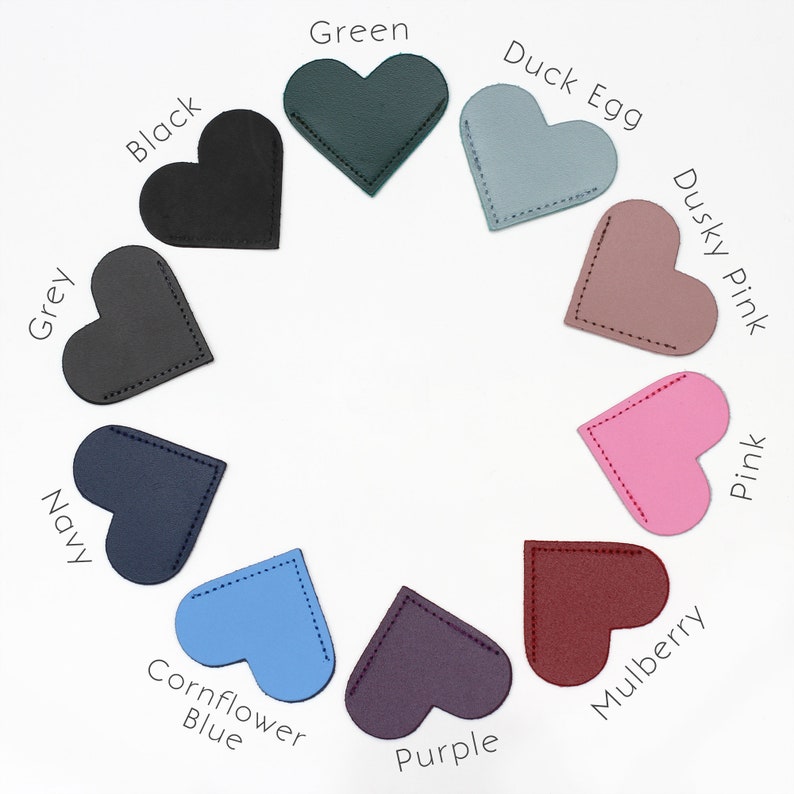 Personalised Initial Leather Heart Page Corner Bookmark Purple