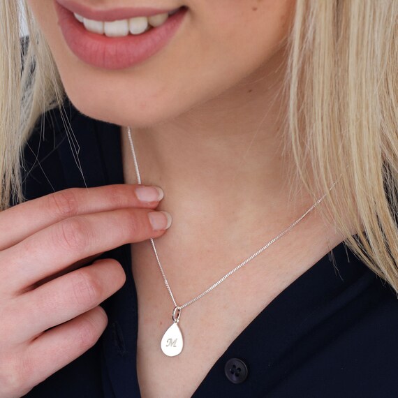 Teardrop initial necklace deals