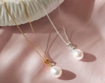 Personalised Gold Plated or Sterling Silver Pearl Necklace