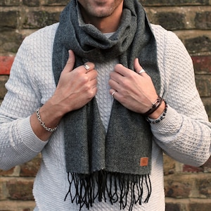 Men&#39;s Personalised Grey Wool Scarf • Accessories •