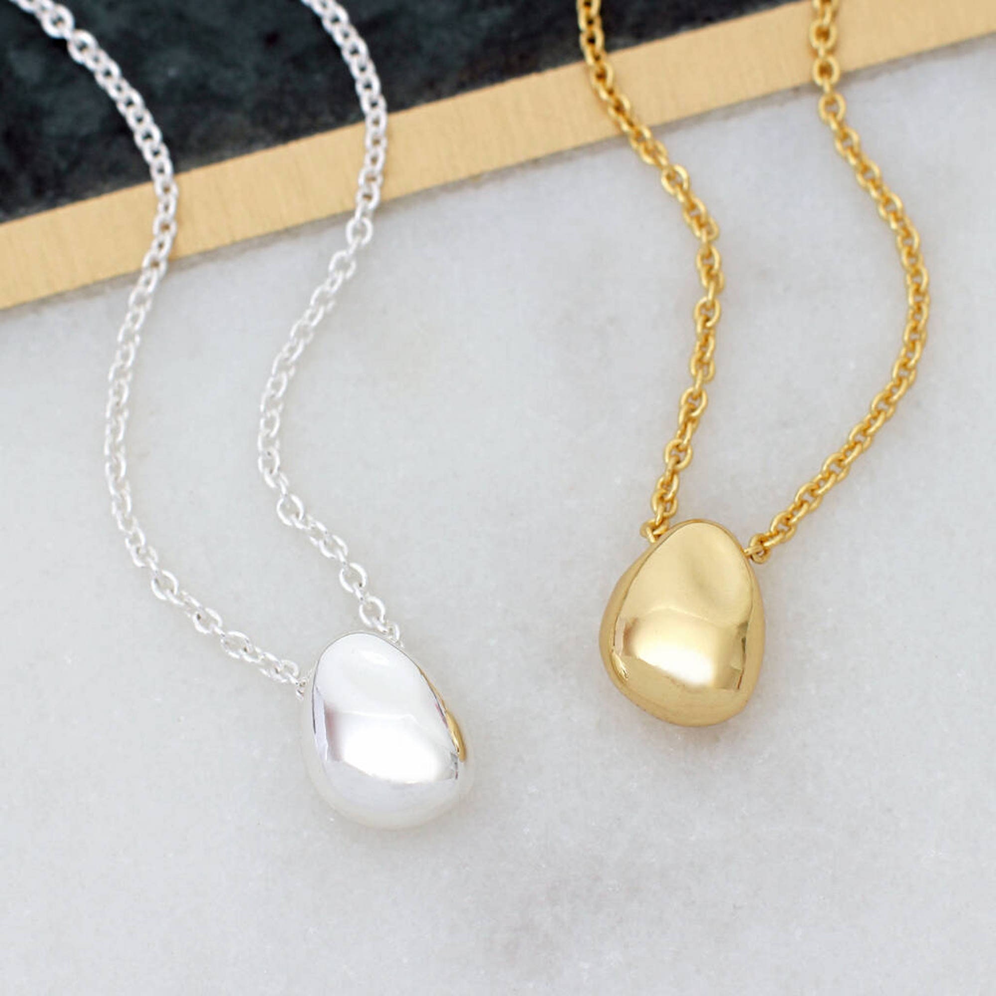Personalised Silver Pebble Necklace - Etsy