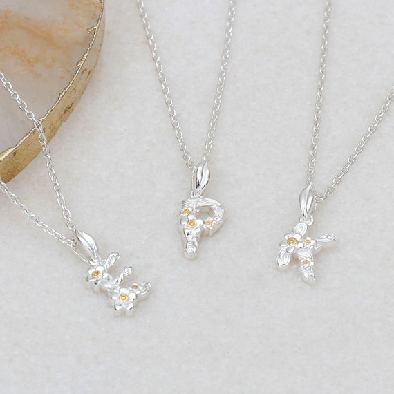 18ct gold initial necklace set with coloured cubic zirconia | Laval Europe