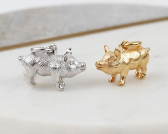 Sterlingzilveren of geelgouden bedel Chinese dierenriem varken • Nieuw maanjaar•