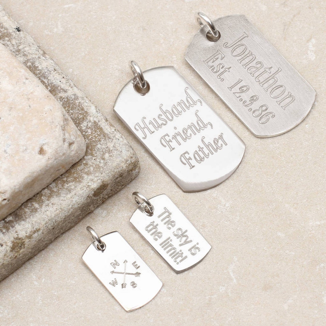 Jb Envelope 01 Sterling Silver Rectangle Dog Tag Charm main image 1