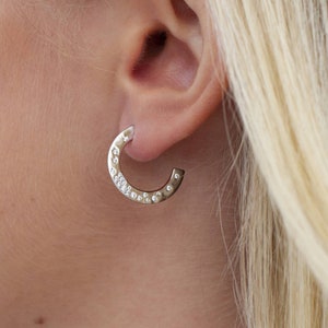 Silver or Gold Scattered Crystal Hoop Earrings