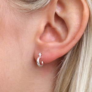 18ct Gold Plated Or Silver Huggie Hoop Crystal Earrings