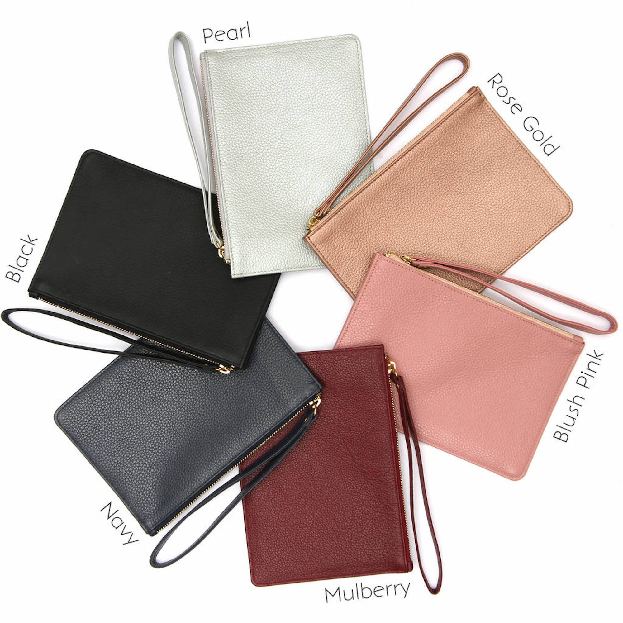 Personalised Luxury Leather Wrist Strap Clutch Bag Etsy UK