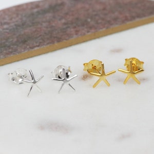 18ct gold plated or silver starfish stud earrings