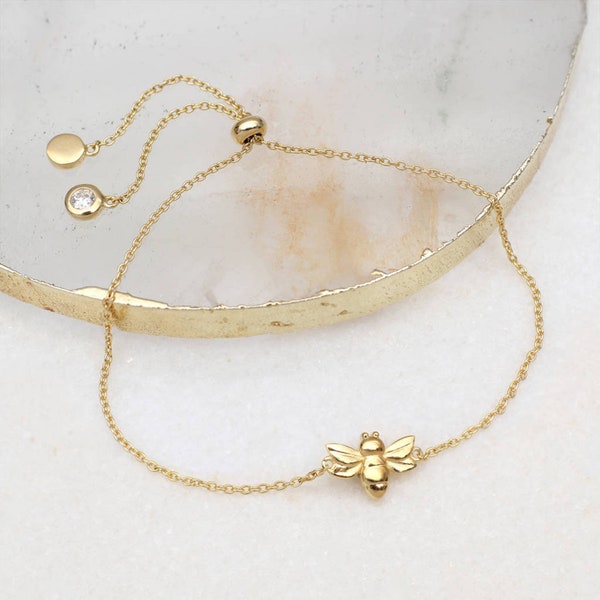 Gold Bienen Slider Armband • Tier Schmuck