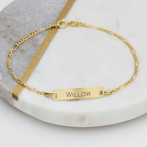 9ct Gold Baby&#39;s Personalised Christening Bracelet • Baptism • Baby Bracelet