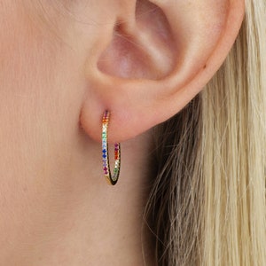 Gold Rainbow Hoop Earrings