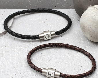 Men's Personalised Slim Leather Bracelet