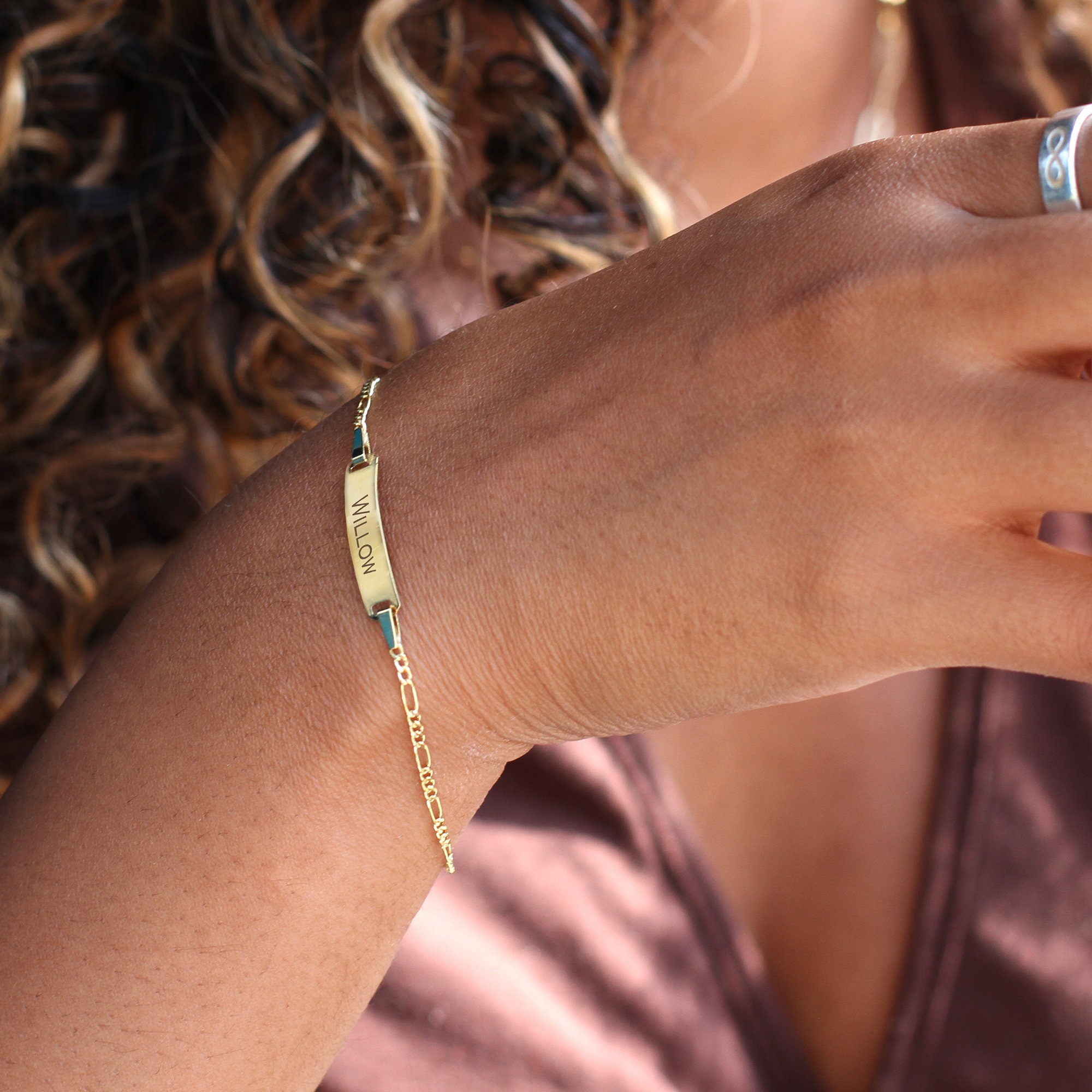 Personalised 9ct Gold Name Plate Bracelet