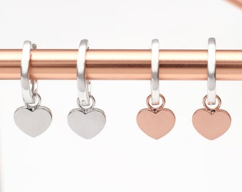 Gold Plated & Silver Heart Charm Hoop Earrings