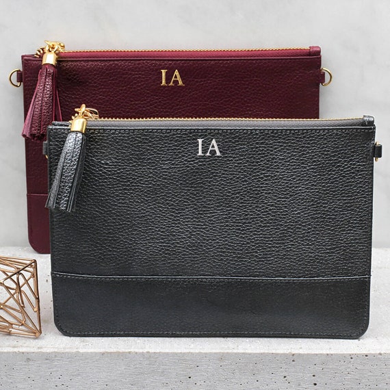 Personalised Leather Clutch or Shoulder Bag Etsy Ireland