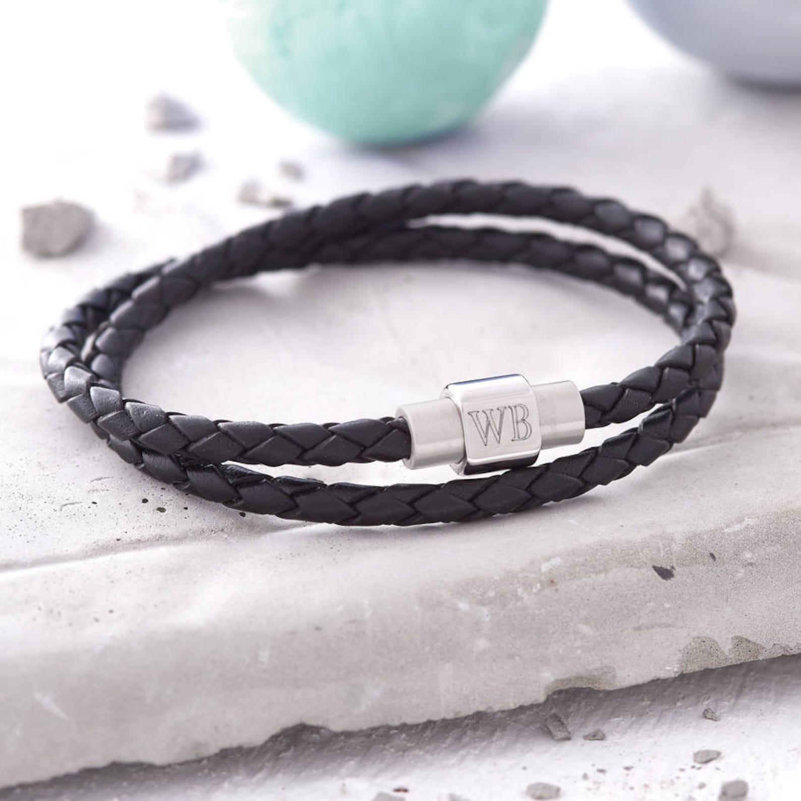 Men's Personalised Clasp Double Leather Bracelet - Etsy