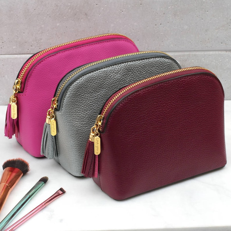 Personalised Luxury Leather Cosmetic Bag or Toiletries Bag Etsy