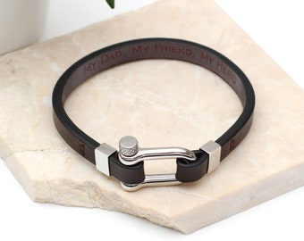 Secret Message Leather Bolt Clasp Bracelet