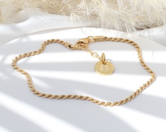 24ct Gold Plated Silver Or Silver Rope Chain Bracelet
