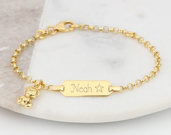 Personalised Gold Christening Bracelet • Baptism • Baby Bracelet •