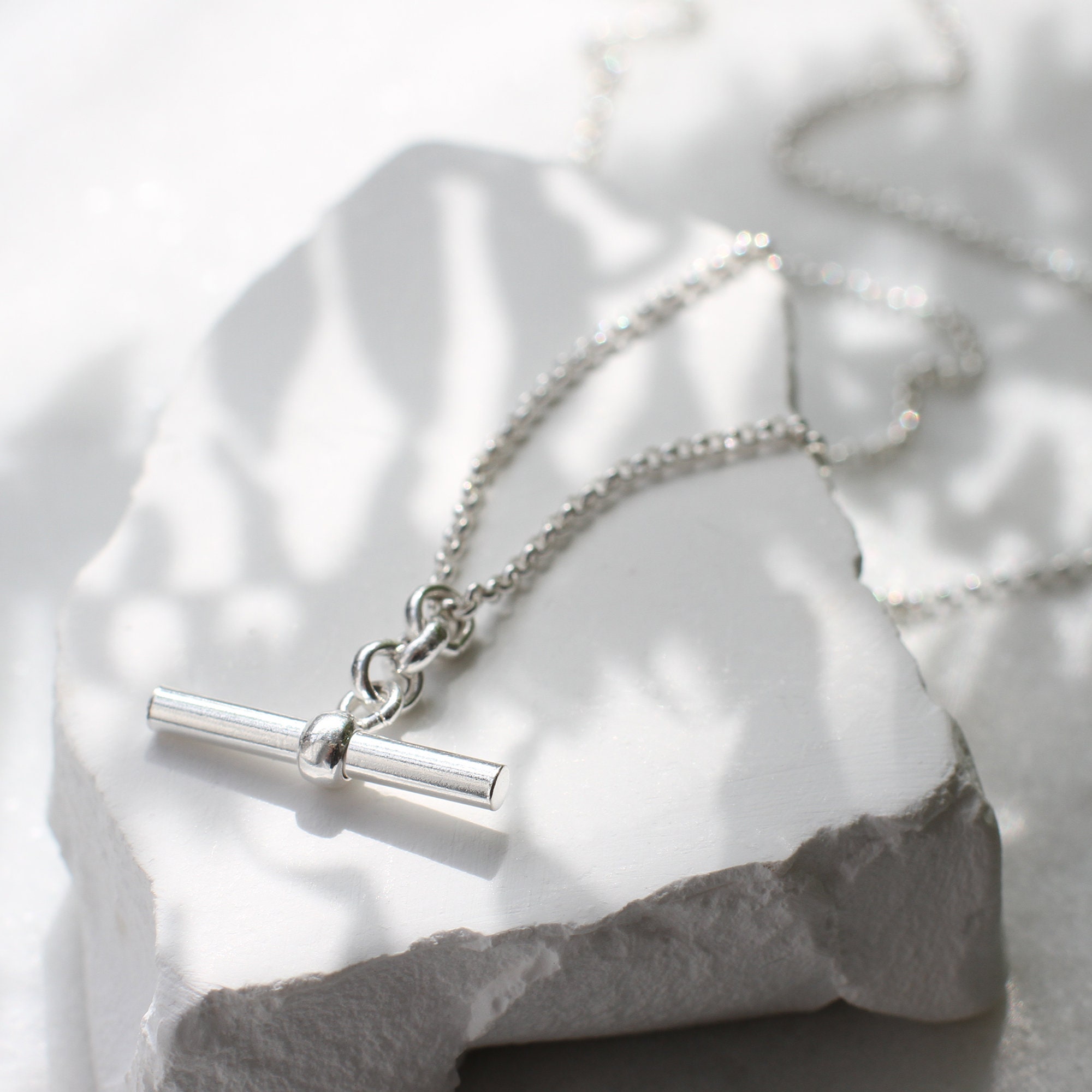 Personalised Sterling Silver T-Bar Necklace • Personalized Gift • T Bar Pendant Necklace