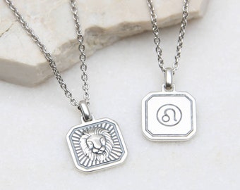 Men's Silver Reversible Zodiac Pendant